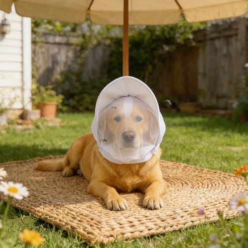 Dog Outdoor Protection Mask, Breathable Adjustable Mesh Head Guard for Small and Medium Dogs, Face Cover for Hiking, Camping and Travel