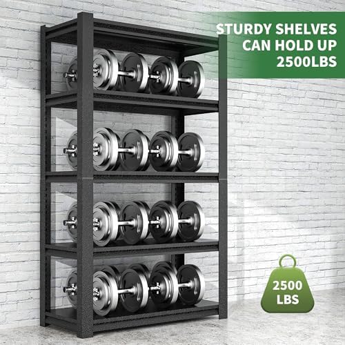 78" H Garage Shelves, Garage Shelving Heavy Duty, 3000Lbs 5 Tier Adjustable Garage Storage Shelves Suitable for Warehouse, Basement, Workshop,Require Assembly, 18" D*48" W *78" H(Black)