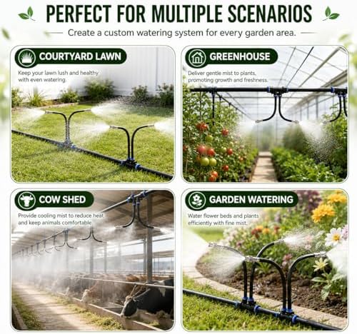 50FT High-Flow Irrigation System for Garden, 12mm Main Tubing,30 Nozzles