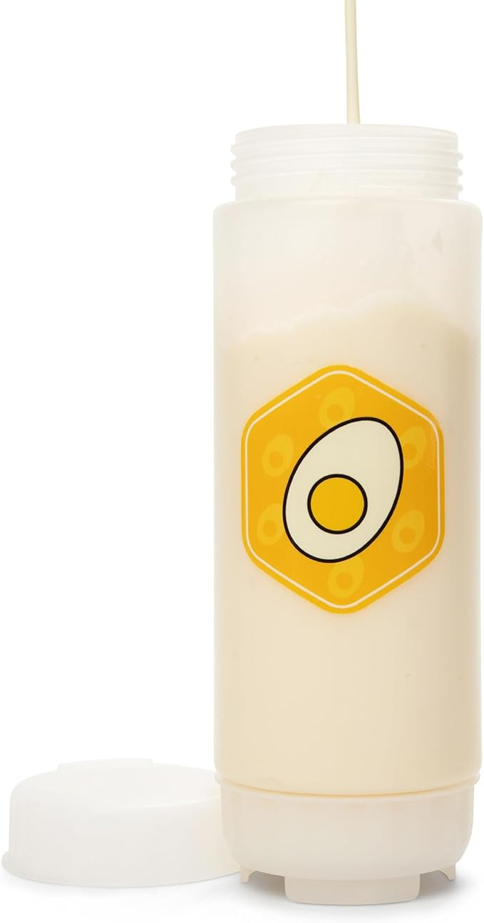 No‑Drip FIFO Mayo Squeeze Bottle – 18oz BPA-Free Refillable Dispenser with White Twist Cap for Mess-Free Squeezing – Ideal for Mayonnaise, Aioli, Ranch, Creamy Dressings & Prep Use