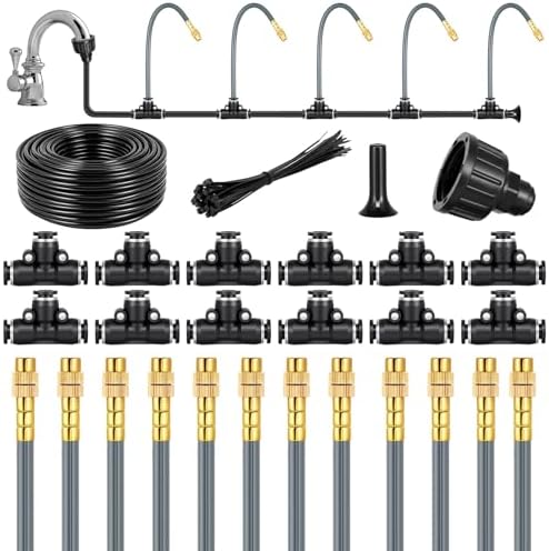 49.2Ft 1/4" Drip Irrigation System 360° Watering Misting System