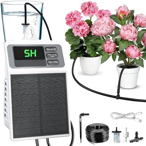 Solar Automatic Drip Irrigation System,Auto Self Watering Kit with Timer