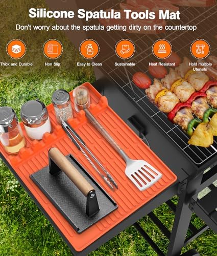 Silicone Grill Mat for Blackstone Griddle Accessories, 8-Slot Tool Mat