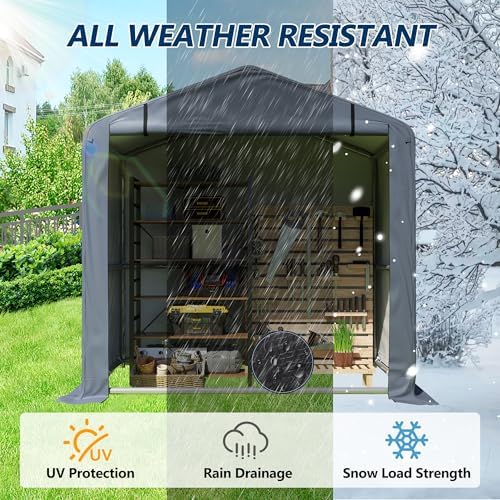 COVERONICS 6' x 4' Outdoor Portable Storage Shelter Shed, Grey