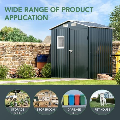 Breezz Outdoor Steel Storage Shed with Floor Frame, 6 x 4 ft, Nightblue
