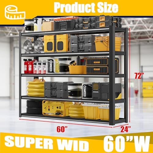 Durstruct 5 Tier Heavy Duty Metal Shelving Unit, 60”W x 24”D x 72”H
