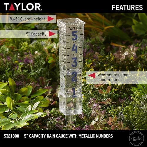 Taylor Rain Gauge Outdoor 5 Inch Capacity with Reflective Printing