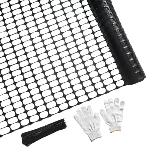 PotatoLife 4'x50' Plastic Mesh Fence Extra Strength with Zip Ties, Black
