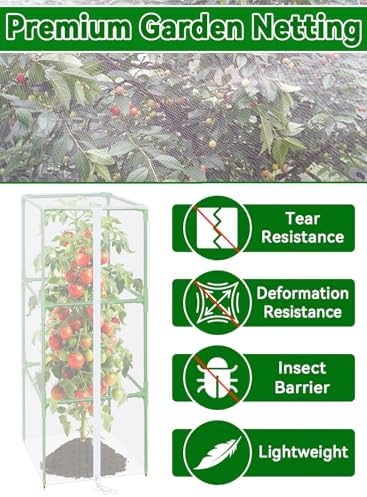 ZeeDix 43x16.1 in Garden Tomato Plant Cover Netting for Square Tomato Cage