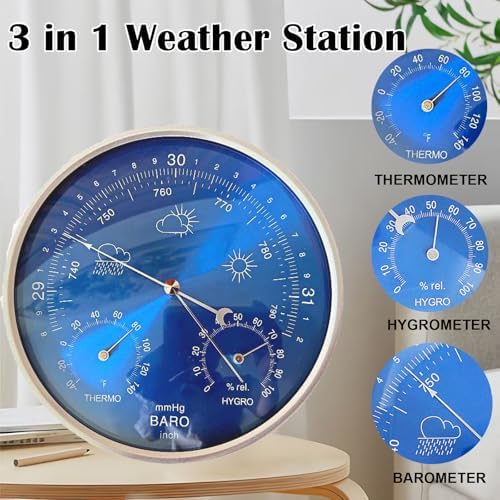 3 in 1 Barometer Accurate Weather Station, Wall Hanging Weather Station
