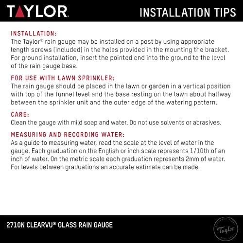 Taylor 2 Pack Rain Gauge Outdoor Glass 5 Inch Capacity