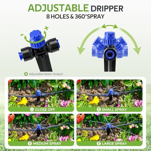 HIRALIY 100FT Drip Irrigation Kit for Raised Beds & Gardens