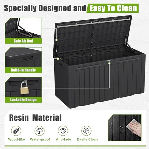 Flamaker Resin Deck Box 100 Gallon Large Outdoor Storage Box Waterproof