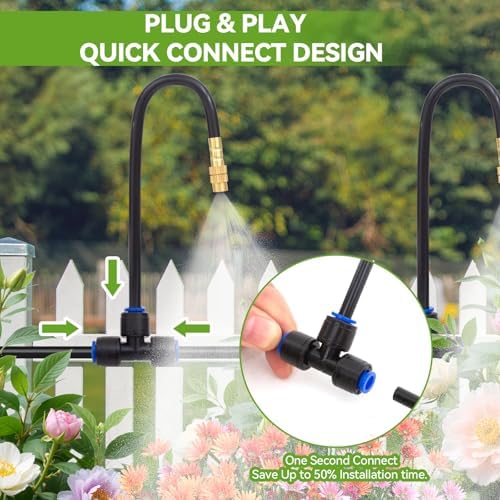 Drip Irrigation Parts ONLY 6pcs of 360° Adjustable Arm Sprayer Copper Nozzles and Quick Connect Base - No Tubing No Faucet Adapter