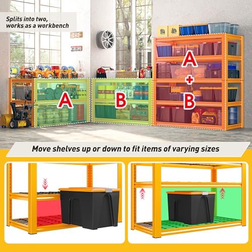 REIBII Garage Shelving 3200LBS Load Heavy Duty Storage Shelves for Basement