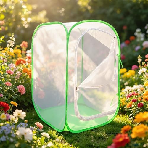 36" Garden Mesh Plant Tent Enclosure, Pop-Up Cage Plant Cover Pest Protection Guard for Fruit, Vegetables, Flowers and Herbs （24" x 24" x 36" ）