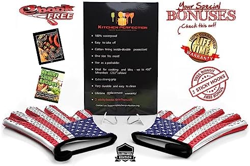 KITCHEN PERFECTION Silicone Smoker BBQ Gloves - Heat Resistant Oven Mitts