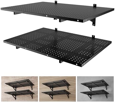 2 Pack Garage Wall Shelving Heavy Duty 2x3ft, Black