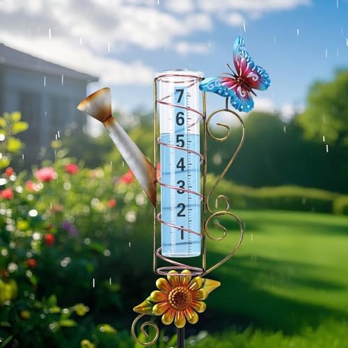 Rain Gauge Outdoor, Kettle-Shape Rain Gauges for Yard Patio Lawn Decor