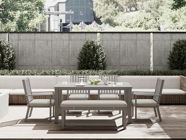 Outdoor Patio Bench, Metal Aluminum Outdoor Bench with Waterproof Cushions, Furniture Seating for Porch, Balcony, Deck, Backyard, Gray