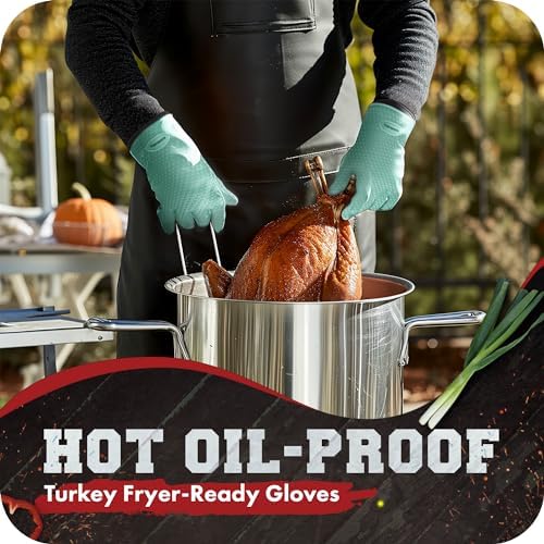 KITCHEN PERFECTION XL Silicone Smoker BBQ Gloves -Heat Resistant Oven Mitts