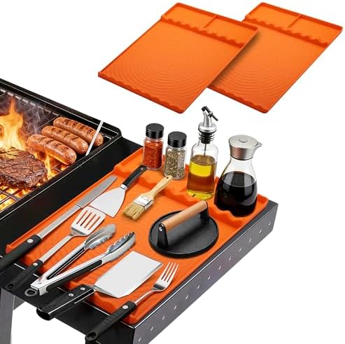 Silicone Grill Mat for Blackstone Griddle Accessories (Orange-2Pack)