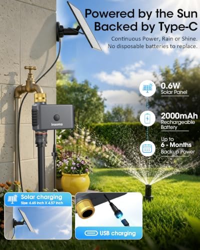 Solar WiFi Water Timer,Solar Hose Timer for Garden,365Day Power,Brass Value