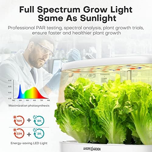 Ahopegarden 12 Pods Indoor Garden Hydroponics Growing System Kit with LED