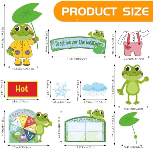 Gilprop 58 Pcs Dress for Weather Bulletin Board Set for Classroom, Frog