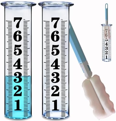 7 Inch Plastic Rain Gauge Replacement Tube, Upgrade Freeze Proof Outdoor Rain Gauges Replacement Plastic Tube for Garden Yard Lawn, Crack Resistance Tube Best Rated, 2 pcs Tubes with 1 Clean Brush