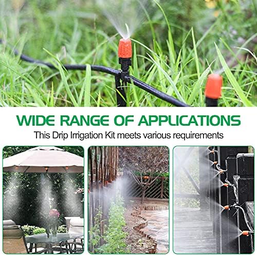 MIXC 50FT Drip Irrigation System, Misting System with 20 Adjustable Nozzles
