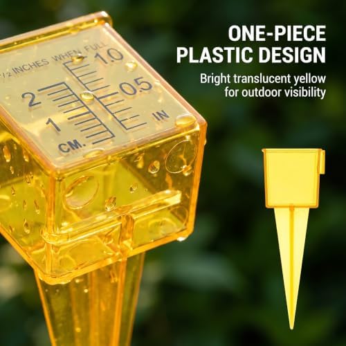 Yellow Mini Portable Sprinkler and Rain Gauge Wide Mouth Bright Yellow Outdoor Water Measuring Tool,for Lawn Yard Outdoor Home Sprinkler Gauge,Pack Thermometers and Weather Instruments,Rain Gauges