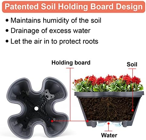 GameXcel Vertical Planter Tower - 4 Tier Stackable Garden Planters with Wheels and Tools Plant Pots for Strawberry Herb Flower and Vegetable Indoor Outdoor Use Dark Gray