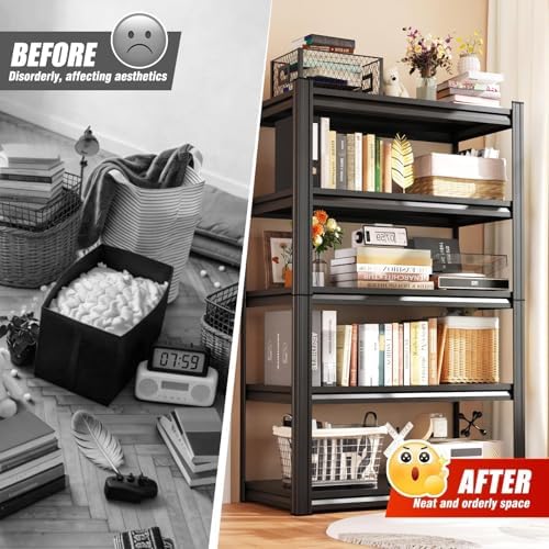 4-pack 46''W Storage Shelves,Adjustable Shelving Unit,5T Metal Garage Shelving ,Heavy Duty Garage Storage Shelves, Quick-Install Metal Shelving Unit Utility Rack Shelf for Warehouse 72H*46W*20''D