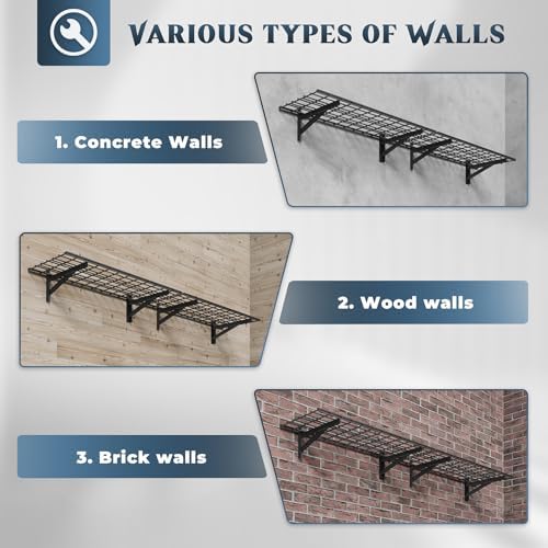 Jusgym 2 Pack Garage Shelving Wall Mounted, 1.5x4ft, 700LB Heavy Load