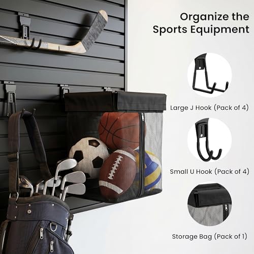 SMARTSTANDARD Black 4x8 FT Slatwall Panel Set for Sports Storage