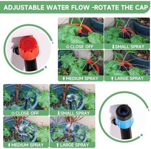 Riboud 240FT Drip Irrigation System Kit, Automatic Garden Watering System for Plant, Greenhouse, Yard, Lawn, with 1/2 inch 1/4 inch Irrigation Tubing Hose and Accessories
