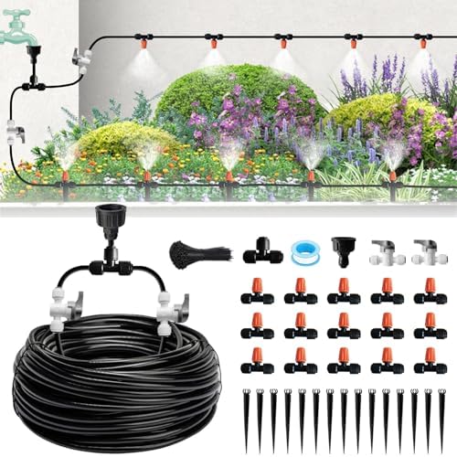 Misting Drip Irrigation System for Garden Watering,Raised Bed 60FT