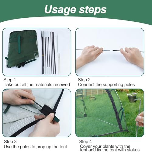 2pack Large Mesh Plant Cover Tent, 36x36x37Inches Pest Guard Cover, Insect Bird Barrier Netting Outdoor Plant Enclosure, Garden Net Cage Plant Protector Pest Protection Guard for Fruit Vegetables