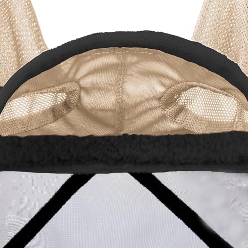 Harrison Howard CareMaster Pro Luminous Horse Fly Mask Large Eye Space Long Nose with Ears UV Protection for Horse Light Champagne Small Pony