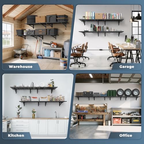 Jusgym 4 Pack Wall Mounted Garage Shelving, 2x3ft, 1400lbs Integrated Grid