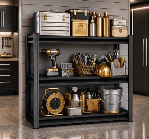Garage Shelving, 1800 LBS Heavy Duty Metal Storage Shelves, 3-Tier Adjustable Storage Rack for Garage, Warehouse, Basement, 36" W x 14" D x 32" H