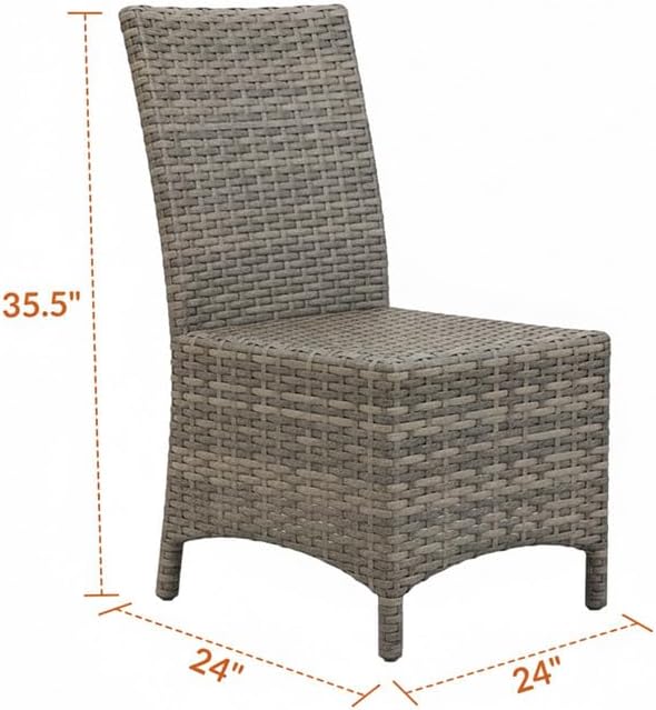 Covers & All Universal Armless Dining Chair, Willow Flat Wicker All-Weather Outdoor Furniture with Rust-Free Aluminum Frame for Patio Furniture and Dining Chairs (24" L x 24" W x 35.5" H)