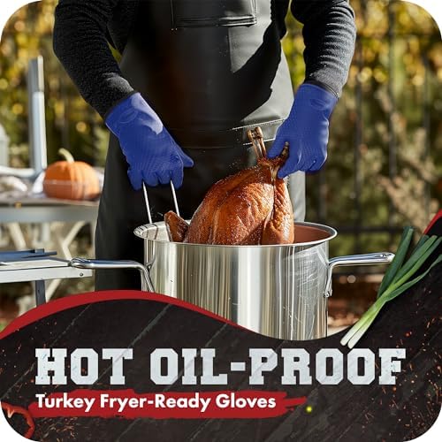 KITCHEN PERFECTION XL Silicone Smoker BBQ Gloves -Heat Resistant Oven Mitts