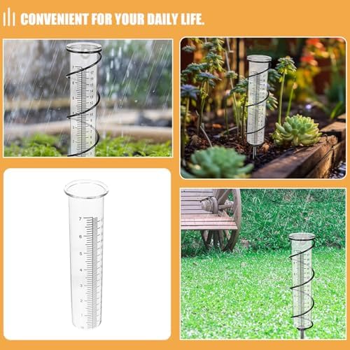 3pcs 7-inch Freeze Proof Rain Gauge Set with Large Scale, Accurate Outdoor Rain and Snow Meter for Garden, Lawn, Deck, Patio Use