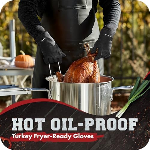 KITCHEN PERFECTION Silicone Smoker BBQ Gloves - Heat Resistant Oven Mitts