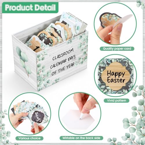 Mooliwe 461 Pcs Eucalyptus Classroom Calendar Days of The Year Set