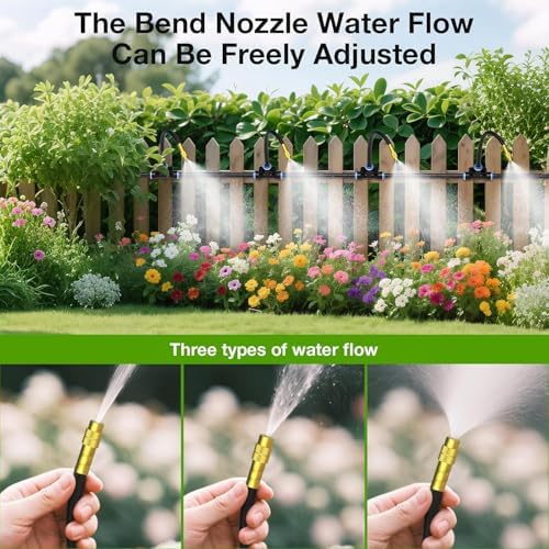 Drip Irrigation System with Brass Nozzles – 2026 Upgrade 200FT Garden Watering Kit with 36Pcs 360° Adjustable Misting Sprinklers Quick Connect Fittings for Raised Beds, Lawn, Patio