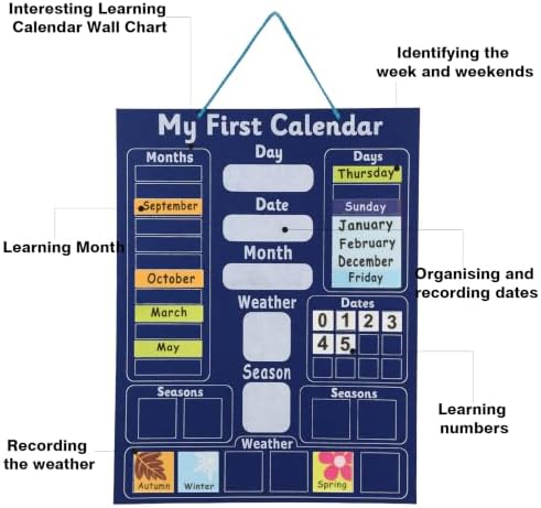 Learning Calendar Weather Time Wall Center Classroom Pocket Chart For Kids