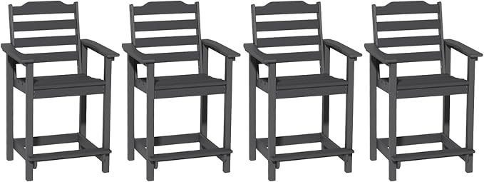 OTSUN Counter Height Stool Set of 4, Weather Resistant Balcony Chairs for Garden, Backyard, Poolside, Capacity 300 LBS(4 PCS, Black)